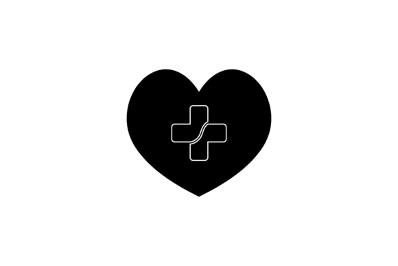Medical Heart Black Filled Icon: Graphics and Icons