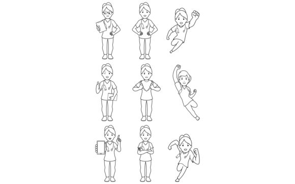 Nurse Female Line Art: Graphics & Illustrations